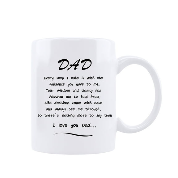Funnil Father's Day Gifts Ceramic Coffee Tea Drinks Cup for Dad, Birthday Presents White