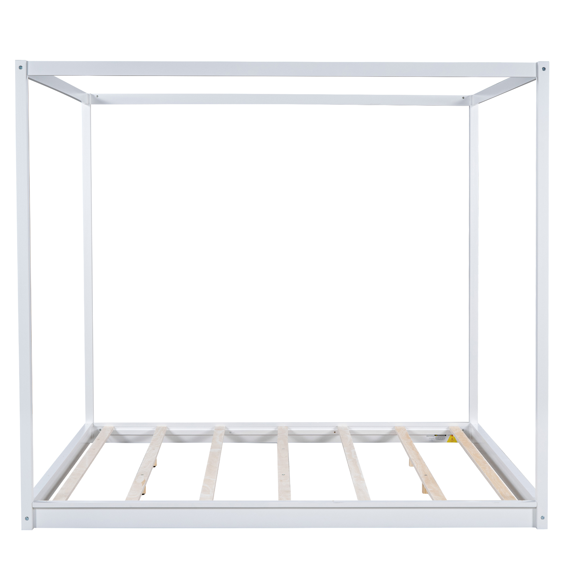 Euroco Wood King Size Canopy Bed, White