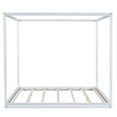 thumbnail image 4 of Euroco Pine Wood King Canopy Bed, Low Profile Platform Bed with Support Legs, No Box Spring Needed, White, 4 of 9