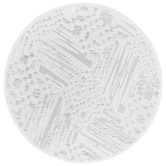 SAFAVIEH Stella Katelynn Abstract Indoor/Outdoor Area Rug, Ivory/Beige, 6'7" x 6'7" Round