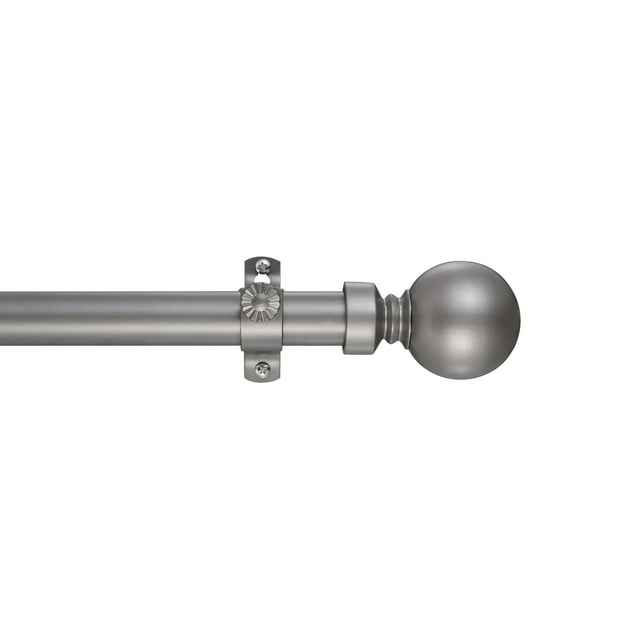 Tailor & Taylor 1 inch Curtain Rod with Sphere Finials, Metal Telescopic Drapery Hardware Set with Adjustable Windows Rod with Y Style Bracket and Cup Finial (72"-144", Silver)