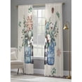 thumbnail image 4 of Christmas Sheer Curtains 84 Inch Length 2 Panels Set Window Treatments, Retro Snowflakes Floral Eucalyptus Leaves Rod Pocket Semi Curtains for Living Room/Bedroom/Kitchen Décor, 104"W x 84"L, 4 of 7