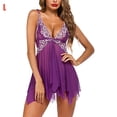 thumbnail image 1 of Camisón de perspectiva de vestido de ropa de dormir de encaje floral sexy para mujer, púrpura, L Inevent XX000215-15, 1 of 7