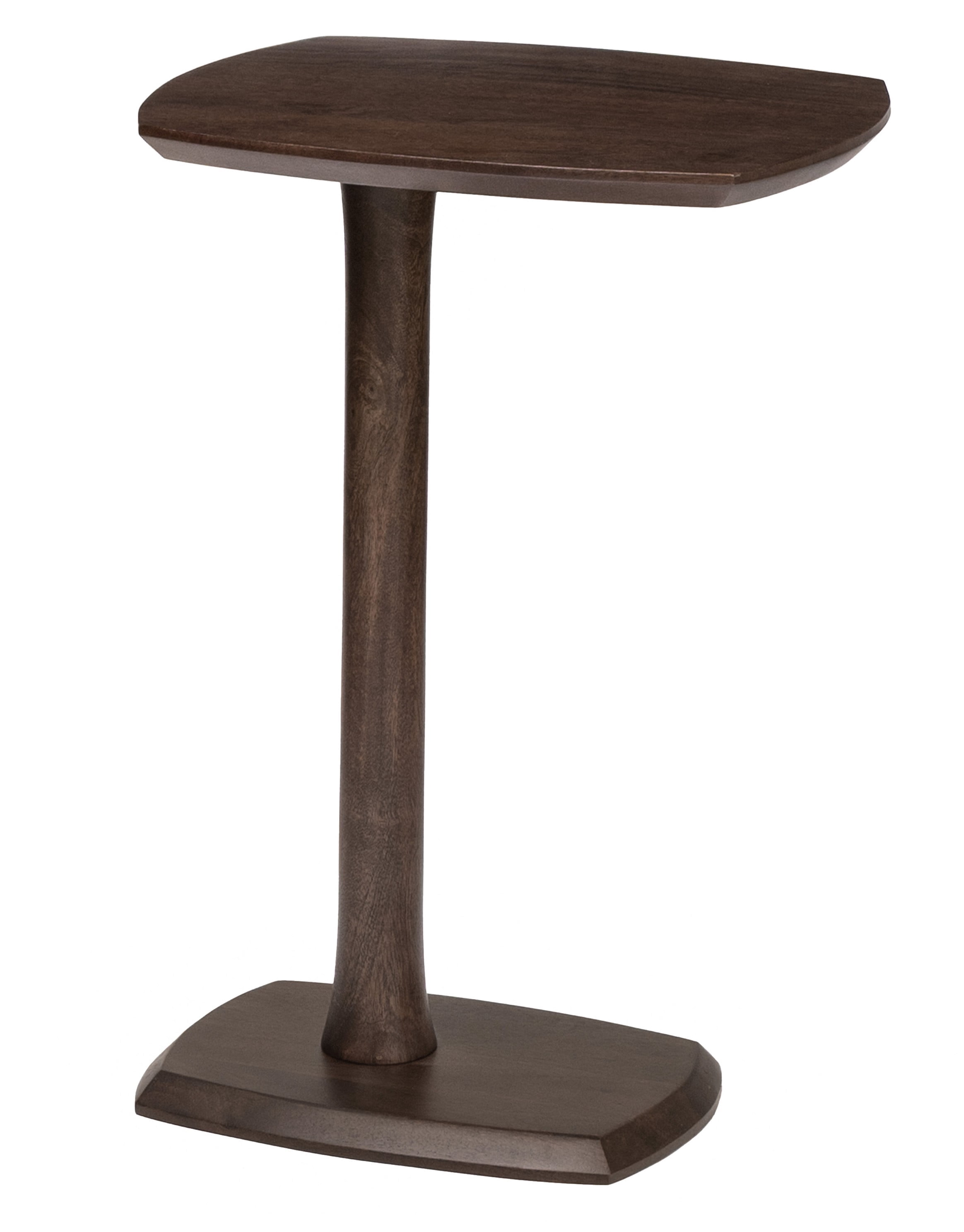MH London Stirling Solid Mango Wood C-Shape End Table, Slide Under Sofa Side Table, 18 x 13.5 x 25 in, Espresso