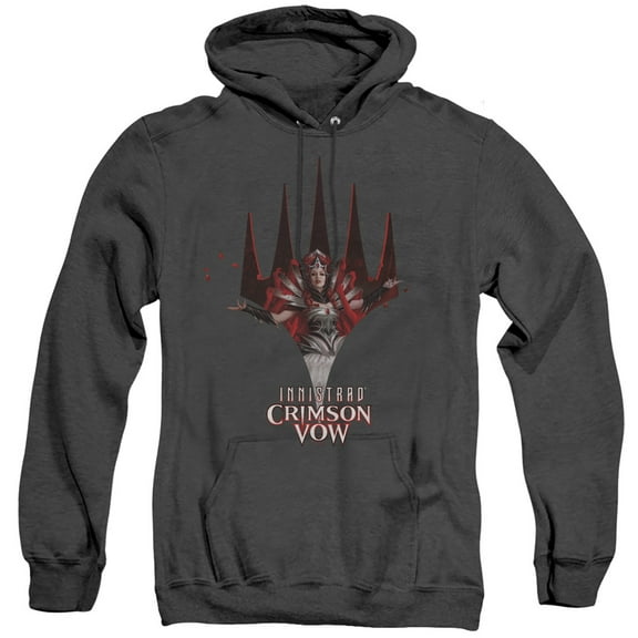 Magic The Gathering Crimson Vow Logo Unisex Adult Pull-Over Heather Hoodie,Black, Medium
