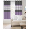 thumbnail image 2 of Purple Morocco Blackout Curtains, Light Blocking Print Window Curtains, Boho Stitching Pattern Stripes Grey Thermal Insulated Window Drapes for Living Room Kitchen Cafe 2 Panels, 84"W x 63"L, 2 of 9