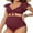 Red, variant on Sociala Maternity Ribbed Bikini Sets Ruffle Sleeve High Waisted Bathing Suit Two Piece Swimsuit