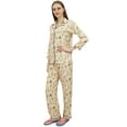 thumbnail image 1 of Bimba Button-Down Yellow Shirt Pajama Pant 2 Pcs Floral Print Night Wear Set-18, 1 of 5