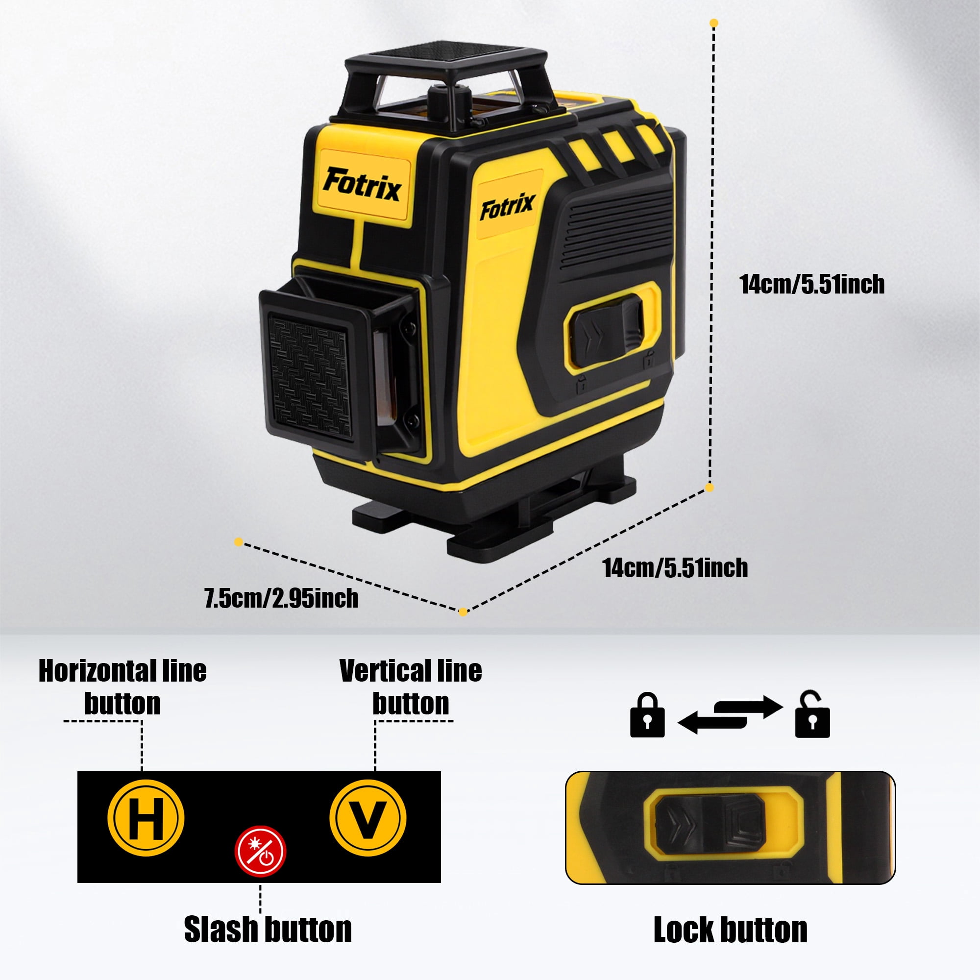 Fotrix 16 Line Green Laser Level, 4 x 360° Self-Leveling Laser with Rechargeable Batteries, Magnetic Bracket and Storage Case