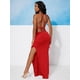 thumbnail image 2 of Vestido largo para mujer con abertura lateral en los muslos y espalda descubierta, sin mangas, con lazo en la espalda, con abertura cruzada Rojo XL Rojo XL Xishao ropa, 2 of 2