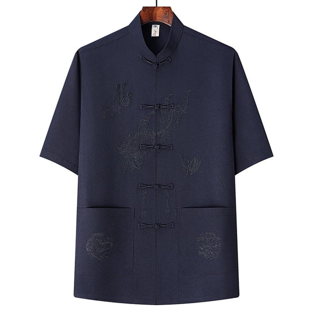 pstuiky camisetas para hombre, Camisa informal de manga corta, cuello alto, lisa y cómoda para hombre camisas casuales para hombre xxl