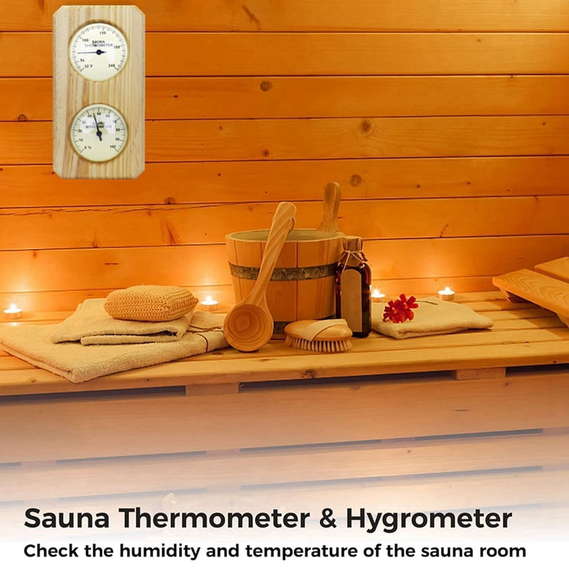 Sauna Thermometer Fahrenheit Hygrometer Gauge 2In1 Indoor Home Sauna Thermostat,Sauna for Traditional Sauna,