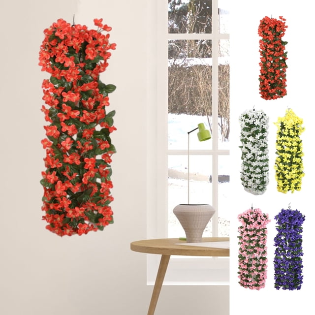 Guirnalda de flores de seda artificial de 2,25 pies con rosas y violetas - Blanca, rosa, roja, amarilla, morada - enredadera floral de 70 pulgadas para decoración de bodas, hogar y mesa de fiesta