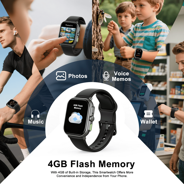 AUOSHI 1.96'' AMOLED Smart Watch Fit for Android iPhone(Bluetooth