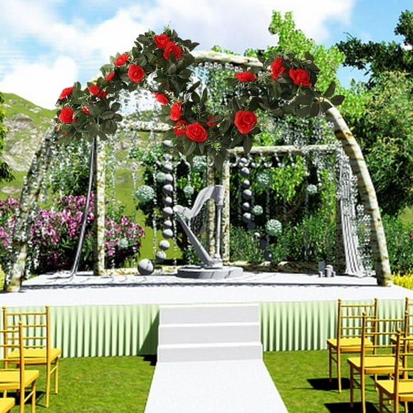 Elodie Greenery Vine Peony Flower Garland Silk Floral Vine Artificial Peony Flower Vine Red