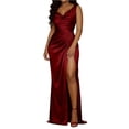 thumbnail image 2 of Bbyeadc Formal Dresses for Women Cocktail Evening Wedding Guest Dress Tight Waist Backless High Slit Bodycon Maxi Dress,Wine (M), 2 of 6