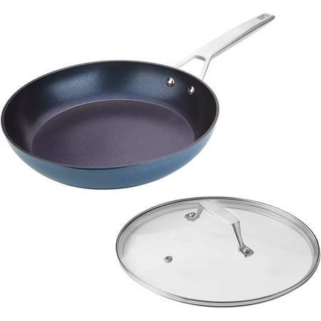 

10 inch Nonstick Frying Pan with Lid Omelette Burnt also Non stick Skillet Scratch-resistant Induction Pan Blue