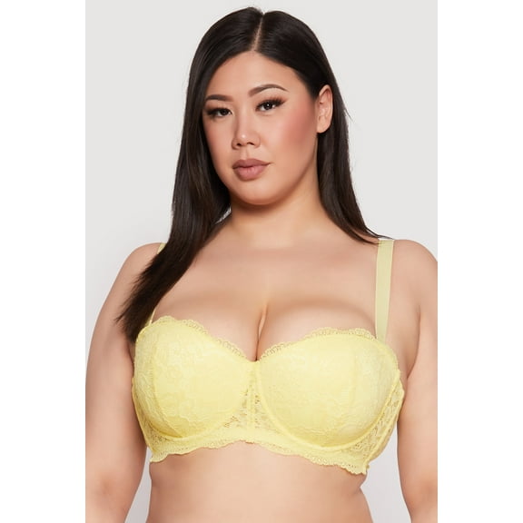 Womens Plus Size Scalloped Lace Balconette Bra | Convertible to Strapless