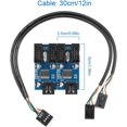 thumbnail image 5 of Adaptador divisor de concentrador de extensión de 1 a 4 con cabezal de 9 pines USB 2.0 de placa base de 2 piezas - Convertidor hembra MB USB 2.0 a 4 hembras - Cable interno USB de 30 cm Adaptador de c, 5 of 5