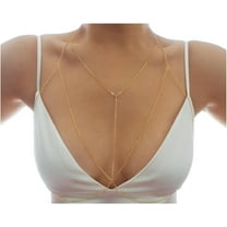 T-Row Dainty Body Chain with Crystal, Chain Bralette Top Body Chain, Bikini Body Jewelry for Women
