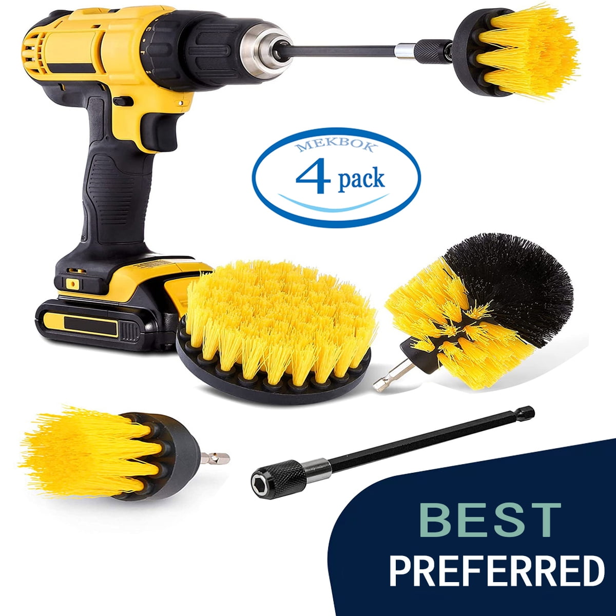 MEKBOK 4 Pcs Drill Brush Attachment Set Power Scrubber Brush Cleaning