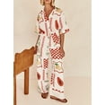thumbnail image 6 of Yunliwuli Women Summer Pants Outfits Fruit Print Short Sleeve Shirts Tops Elastic Waist Long Pants 2 Pieces Clothes Set, 6 of 10