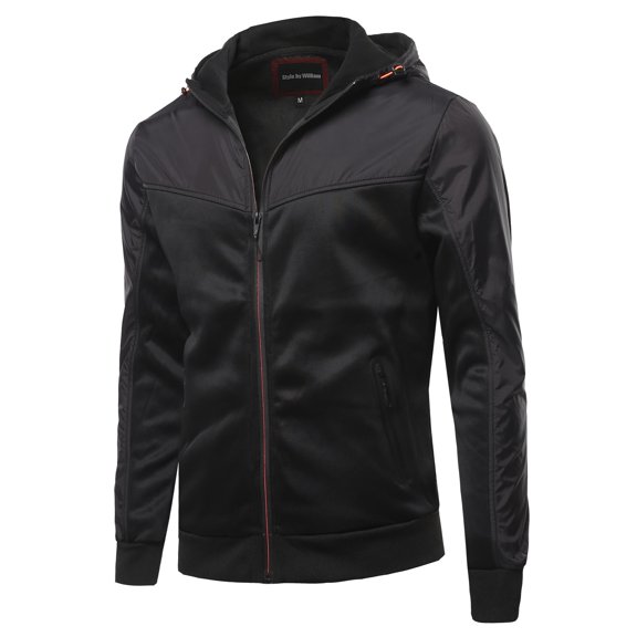 FashionOutfit Men's Reverse coil color zipper Fleece lining padded Jacket