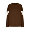 thumbnail image 5 of Diufon Womens Christmas Sweatshirt Lightweight Long Sleeve Crewneck Cute Bow Pattern Pullover Tops Fall Fashion Top, 5 of 7