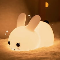 Cute Bunny Night Light for Kids, Silicone Nursery Lights for Room and Toddler Bedroom,8 Colours Nightlight and Rechargeable Animal Lamp Bunny Decor Gifts for Boys and Teen Girls