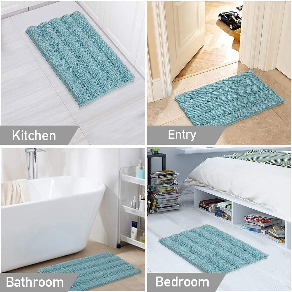 ZGAD  Sage Green Bathroom Rugs Runner Extra Long Large Bath Mat Plush Shaggy Chenille Bathroom Rug 47 x 17 Non-Slip Bath Rug Runner Extra Soft & Absorbent Thick Floor Mats, Machine Washable, Sage