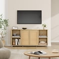 thumbnail image 3 of QinaQin Mueble para TV boho de 71 pulgadas con puertas de ratán, consola mid century con repisas abiertas para sala o centro de entretenimiento, 3 of 7
