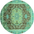 thumbnail image 1 of Ahgly Company Indoor Round Abstract Turquoise Blue Modern Area Rugs, 8' Round, 1 of 4