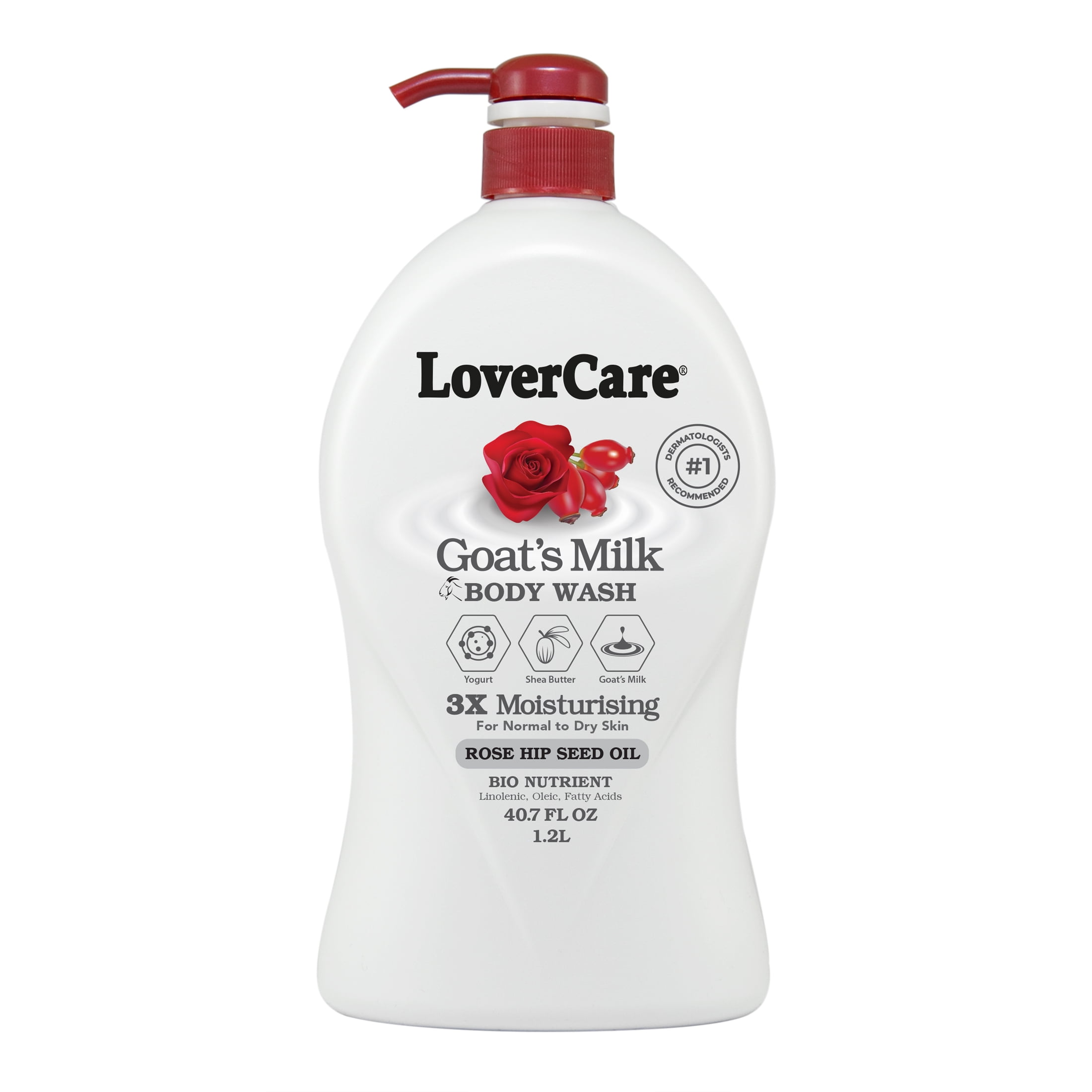 (2 pack) LoverCare Goat's Milk Body Wash Rose Hip Seed Oil 40.7 fl oz