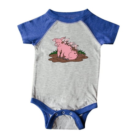 

Inktastic Cute Pig Family Playing in Mud Gift Baby Boy or Baby Girl Bodysuit