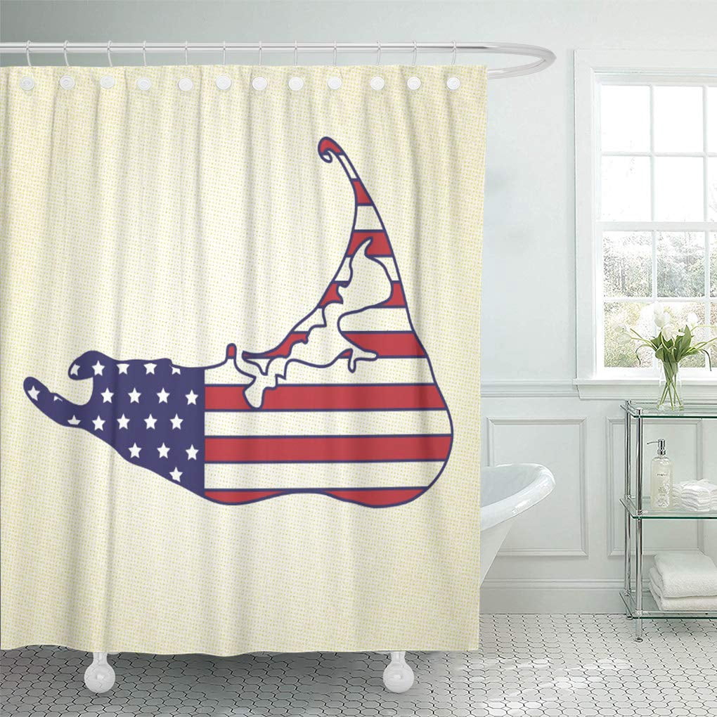 Yusdecor Red Island Patriotic Nantucket Map In Stars And Flag Bathroom Decor Bath Shower Curtain 60x72 Inch Walmart Canada