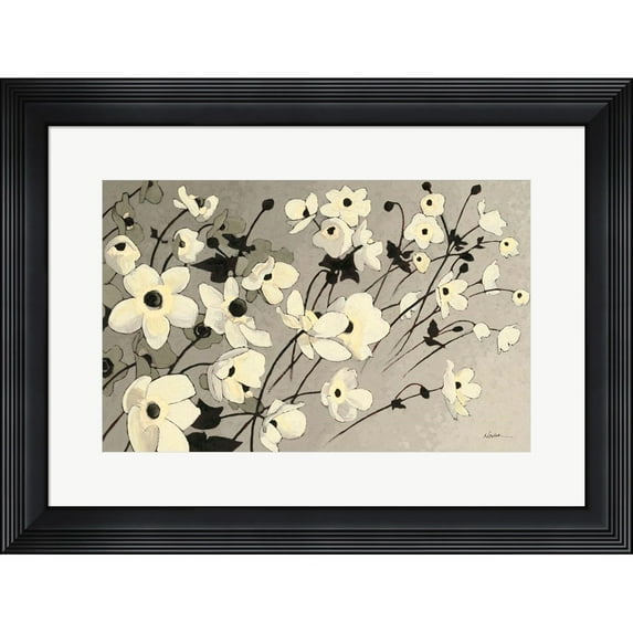Great Art Now Anemones Japonaises Gray by Shirley Novak, Framed Wall Art, 26W x 19.5H