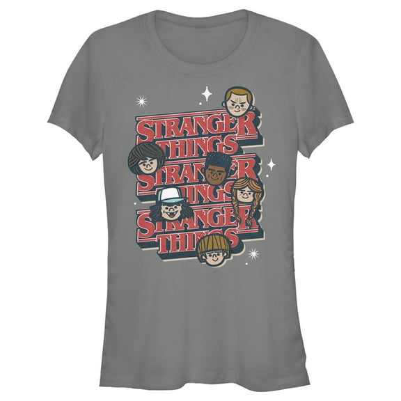 Netflix Junior's Stranger Things The Gang Cartoon Logo Graphic T-Shirt