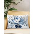 thumbnail image 2 of Outdoor Pillows Waterproof, Blue Spring Floral Bedding Throw Pillows with Insert for Couch Sofa Bed, Watercolor Summer Flowers 12x20 Inch Pillowcases Decorative Camping Patio Pillow Set of 1, 2 of 8