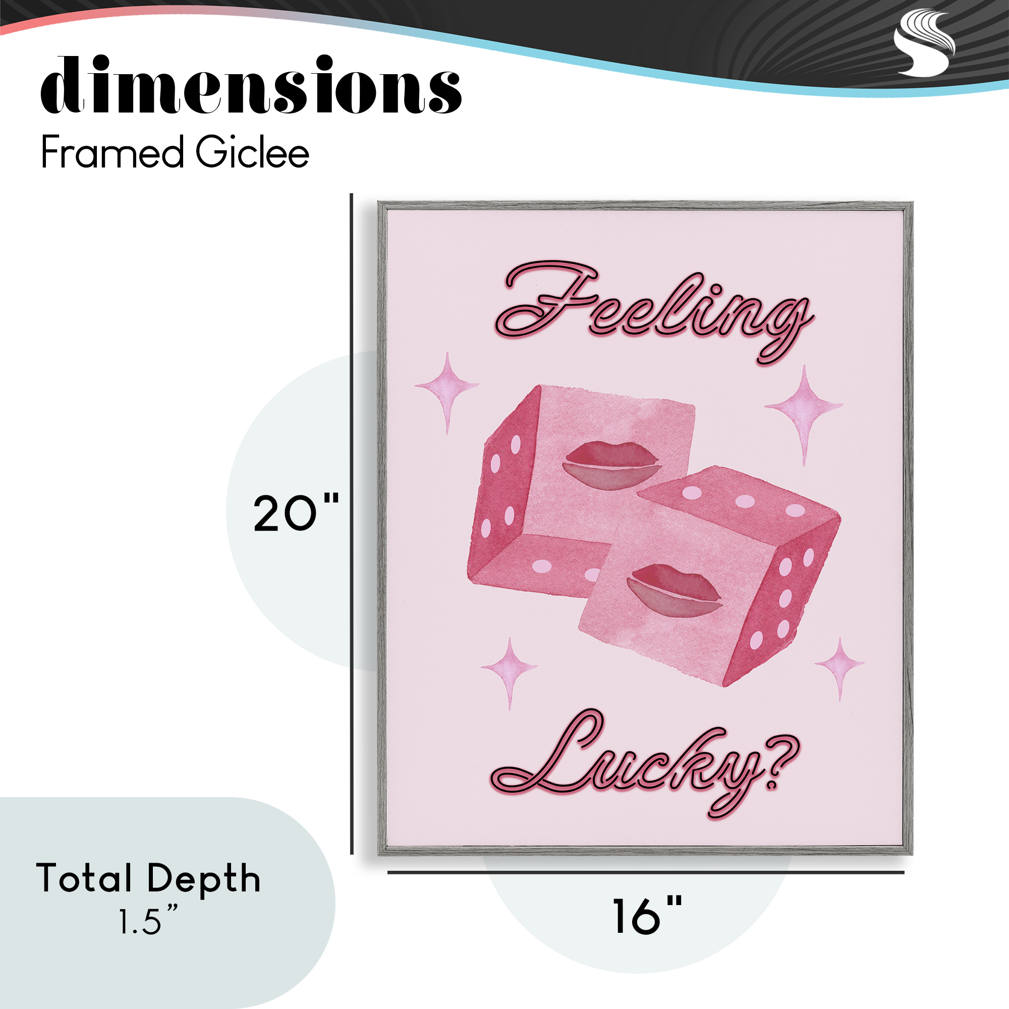 Feeling Lucky? Dice Gray Framed Giclee Art, design by Nina Jacobs