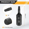 thumbnail image 2 of Uxcell 5pcs Punta de destornillador Torx T9 1/4" Hex Shank 25mm/1" Acero S2, 2 of 7