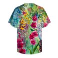 thumbnail image 5 of Camiseta de manga corta suelta con cuello en V y estampado informal a la moda de verano para mujer Pompotops hkajfhjk471290, 5 of 5