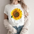 thumbnail image 3 of Youyipin Womens Tops Spring Fashion Floral Print Round Neck Short Sleeve Beach Vacation Clothes Graphic Tees For Women, 3 of 5