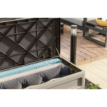 Suncast 73-Gal. Weather-Resistant Resin Outdoor Patio Storage Box, Light Taupe