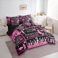 thumbnail image 3 of Homewish Cheer Life 7-Piece Twin Bedding Sets,Gymnastics Dancing Lovers Bedding Comforter Set,Pink Glitter Print Sheet Sets For Girls Boys,Microfiber Bedroom Decor Reversible, 3 of 8