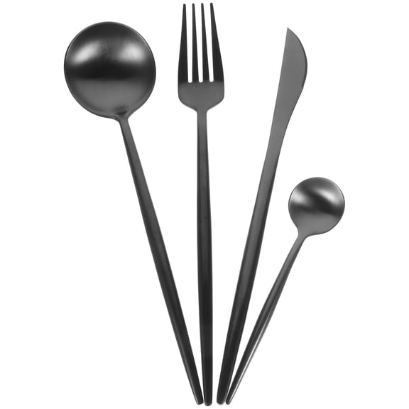 DRAFIDEEP 1 Set Black Stainless Steel Silverware Cutlery Set Reusable for Catering