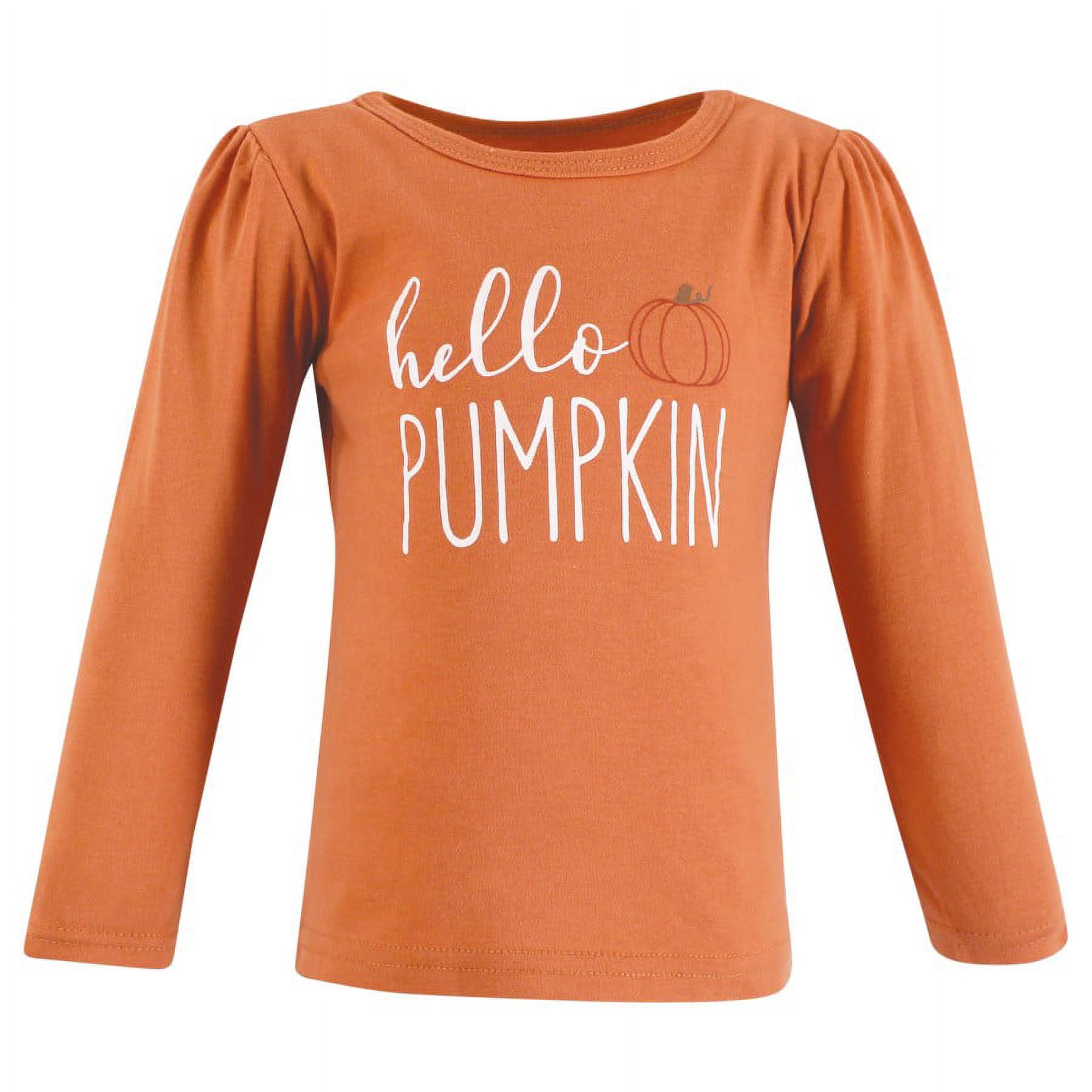 Hudson Baby Infant and Toddler Girl Long Sleeve T-Shirts, Fall Pumpkin Spice, 18-24 Months