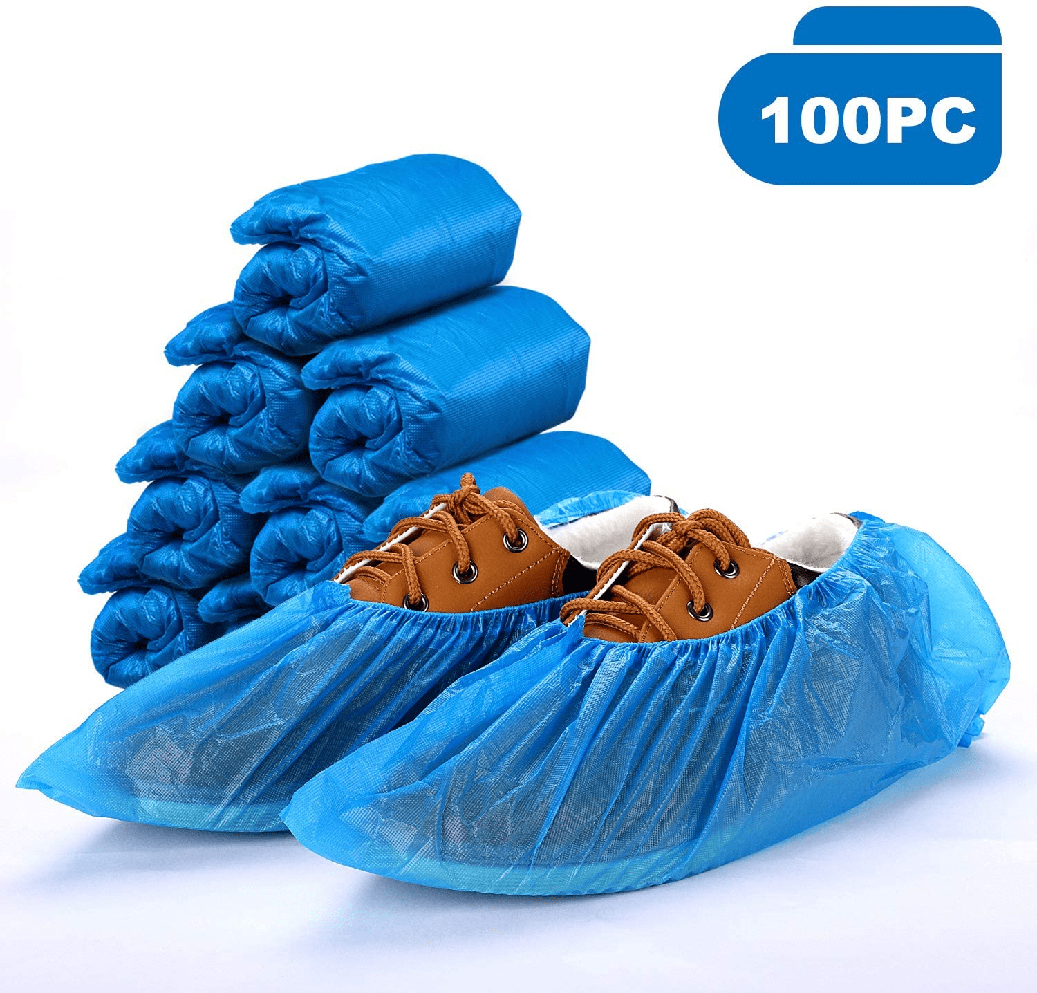 50 PCS Disposable Overshoes Non-woven Shoe Covers Blue Shoe Protector Covers for Shoes and Boots to Protect Carpets & Floors Cleaning Accessories for Home Lab Museum 