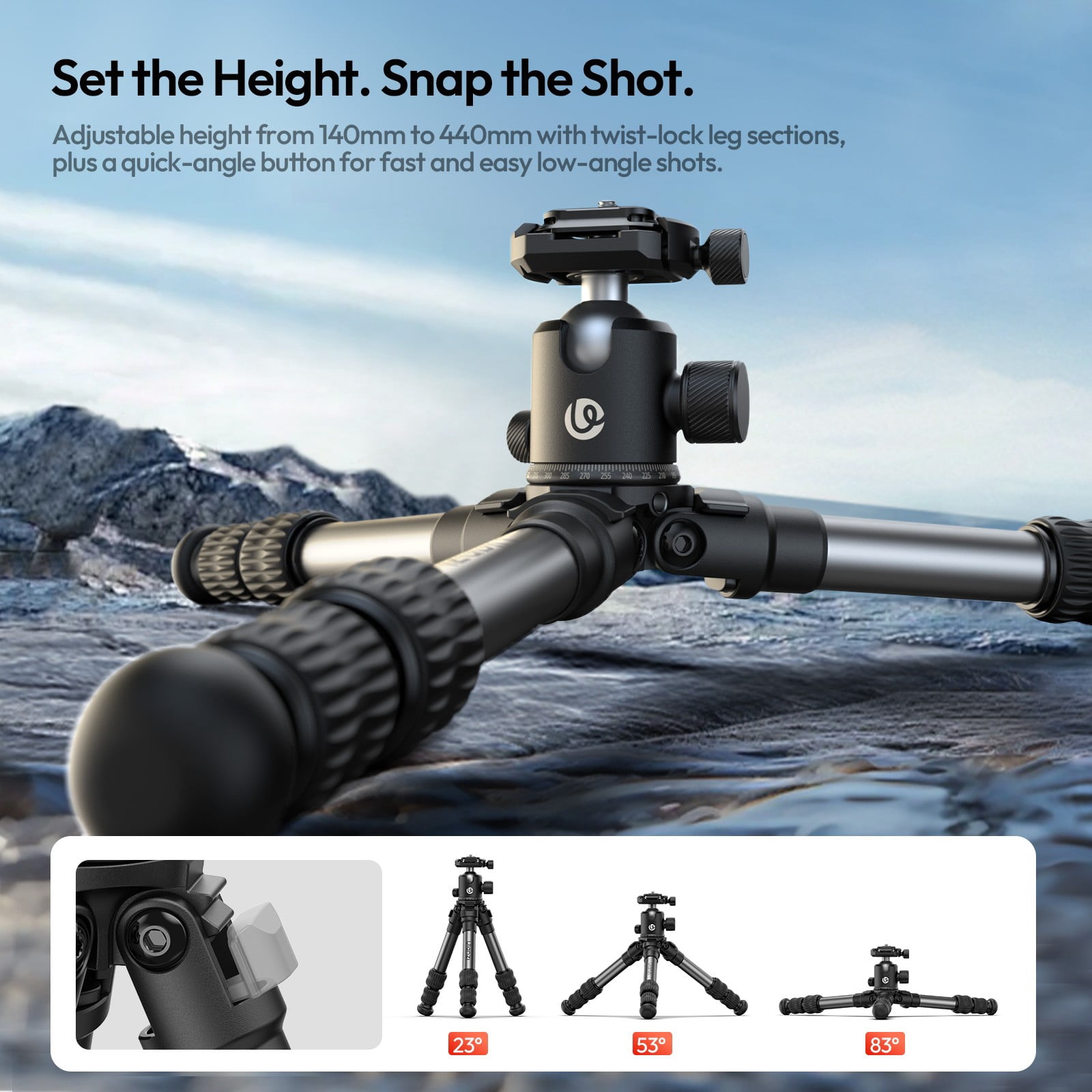 Ulanzi TT30 Portable Travel Tripod, Lightweight Aluminum Compact Camera Tripod with Ball Head, 1/4" Mount for Photography & Video