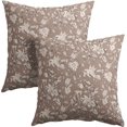 thumbnail image 1 of xianlin-Light Brown Floral Block Print Throw Pillow Covers 18x18 Inch Set of 2 Vintage Boho Cottage Spring Fall Decor Cushion Cover Neutral Accent Modern Pillowcase for Home Bedroom Sofa Couch, 1 of 4