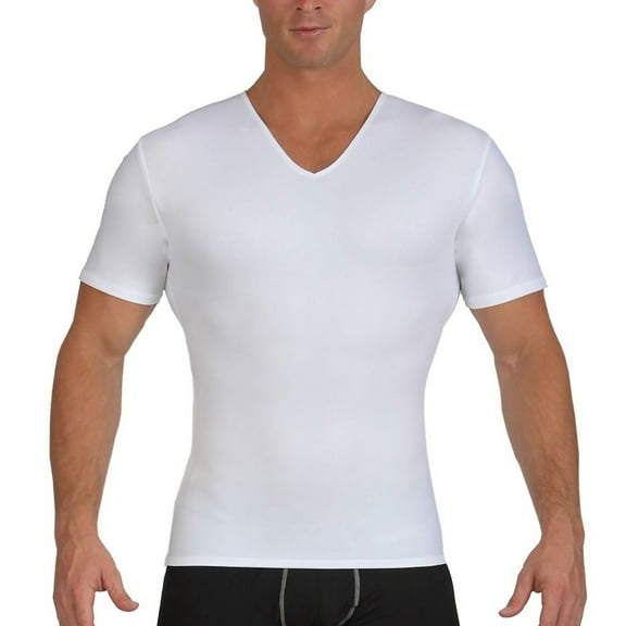 Men's Insta Slim VS00Z1 V-Neck Compression Shirt With Side Zipper (White M)